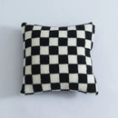 Plush black & white houndstooth cushion cover bedroom bow pillow by Decorbites