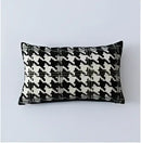 Plush black & white houndstooth cushion cover bedroom bow pillow by Decorbites