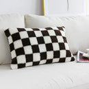 Plush black & white houndstooth cushion cover bedroom bow pillow by Decorbites