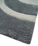 Plush Contemporary 3x5, 4x6 and 5x7 Hand Woven Shag Ivory and Gray Art Silk Soft Area Rug