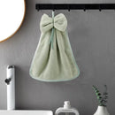 Plush coral velvet soft hand towels with bows for kitchen and bathroom by Decorbites