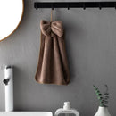 Plush coral velvet soft hand towels with bows for kitchen and bathroom by Decorbites