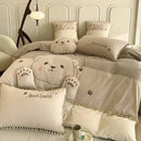 GobekUsa Cartoon Bear Applique 100% Cotton Child Bedding Set - Single Quilt Cover