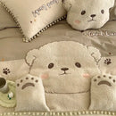 GobekUsa Cartoon Bear Applique 100% Cotton Child Bedding Set - Single Quilt Cover