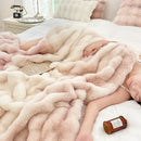 GobekUsa Gradient Pink Double Layer Faux Fur Winter Blanket
