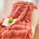 GobekUsa Gradient Pink Double Layer Faux Fur Winter Blanket