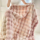 GobekUsa Gradient Pink Double Layer Faux Fur Winter Blanket