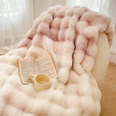 GobekUsa Gradient Pink Double Layer Faux Fur Winter Blanket