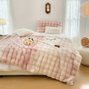 GobekUsa Gradient Pink Double Layer Faux Fur Winter Blanket