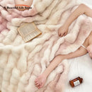 GobekUsa Gradient Pink Double Layer Faux Fur Winter Blanket