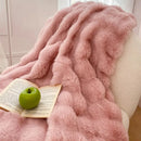 GobekUsa Gradient Pink Double Layer Faux Fur Winter Blanket
