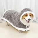 Plush gray & white cozy velvet pet blanket bedroom hooded dog coat by Decorbites