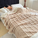 GobekUsa Cozy Lamb Wool Plush Blanket for Adults: Soft, Thickened, Multi-Use Ribbed Shawl