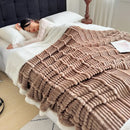GobekUsa Cozy Lamb Wool Plush Blanket for Adults: Soft, Thickened, Multi-Use Ribbed Shawl