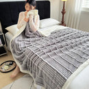 GobekUsa Cozy Lamb Wool Plush Blanket for Adults: Soft, Thickened, Multi-Use Ribbed Shawl