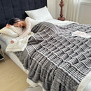 GobekUsa Cozy Lamb Wool Plush Blanket for Adults: Soft, Thickened, Multi-Use Ribbed Shawl