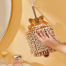 Plush orange & beige cat kitchen hand towel super absorbent microfiber by Decorbites