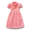 Plush pink coral fleece cheongsam hand towel for kitchen and bathroom by Decorbites