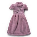 Plush pink coral fleece cheongsam hand towel for kitchen and bathroom by Decorbites