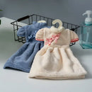 Plush pink coral fleece cheongsam hand towel for kitchen and bathroom by Decorbites