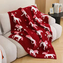 GobekUsa Class-A Half Fleece Red Unicorn Blanket - Warm, Cozy, All-Season Quilt