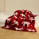 GobekUsa Class-A Half Fleece Red Unicorn Blanket - Warm, Cozy, All-Season Quilt