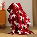GobekUsa Class-A Half Fleece Red Unicorn Blanket - Warm, Cozy, All-Season Quilt