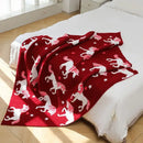 GobekUsa Class-A Half Fleece Red Unicorn Blanket - Warm, Cozy, All-Season Quilt
