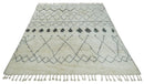 Plush Thick Beni Ourain 8x10.5 Ivory and Charcoal Geometrical design Moroccan Rug Made with fine Wool by The Rug Decor