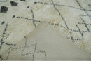 Plush Thick Beni Ourain 8x10.5 Ivory and Charcoal Geometrical design Moroccan Rug Made with fine Wool by The Rug Decor