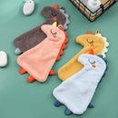 Plush unicorn light blue & tan double-layer coral velvet hand towel kitchen by Decorbites
