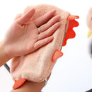 Plush unicorn light blue & tan double-layer coral velvet hand towel kitchen by Decorbites
