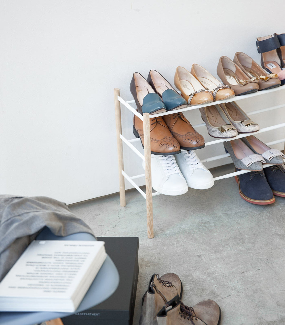 Expandable Shoe Rack (18" H)  - Steel + Wood, photo 4 of 15
