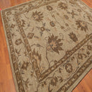 8x10 Moss, Tan Hand Knotted Wool Arts & Crafts Tibetan Area Rug