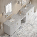 James Martin Bellshire 120" Double Bathroom Vanity, Bright White
