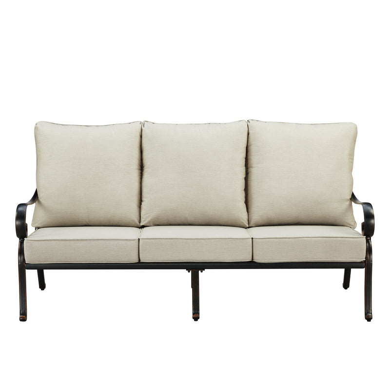 Black Aluminum Deep Seating Sofa with Cushions