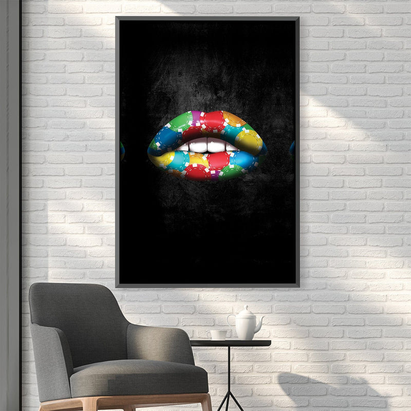 Poker Chips Lips Canvas