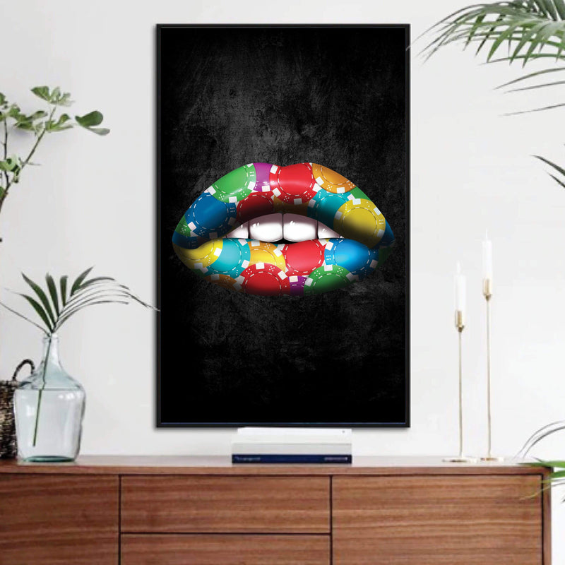 Poker Chips Lips Canvas