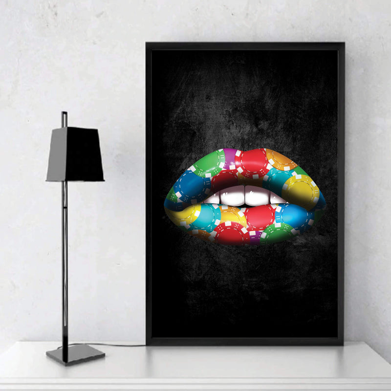 Poker Chips Lips Canvas