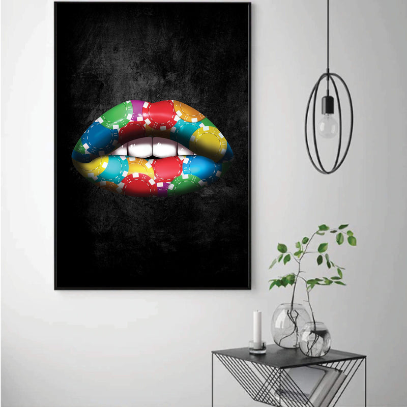 Poker Chips Lips Canvas