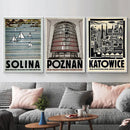 GobekUsa Poland City Landmarks Canvas Wall Art