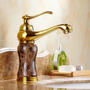 GobekUsa Golden Marble Bathroom Sink Faucet Hot Cold Water Mixer Deck Mounted Gold Tap