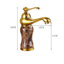 GobekUsa Golden Marble Bathroom Sink Faucet Hot Cold Water Mixer Deck Mounted Gold Tap