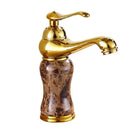 GobekUsa Golden Marble Bathroom Sink Faucet Hot Cold Water Mixer Deck Mounted Gold Tap