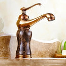 GobekUsa Golden Marble Bathroom Sink Faucet Hot Cold Water Mixer Deck Mounted Gold Tap