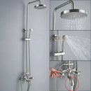 GobekUsa Brushed Nickel Shower Faucet Set with Rainfall Shower Head & Hand Held Mixer