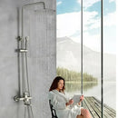 GobekUsa Brushed Nickel Shower Faucet Set with Rainfall Shower Head & Hand Held Mixer