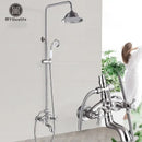 GobekUsa Brushed Nickel Shower Faucet Set with Rainfall Shower Head & Hand Held Mixer