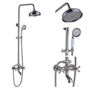 GobekUsa Brushed Nickel Shower Faucet Set with Rainfall Shower Head & Hand Held Mixer