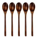 Polished dark brown wooden spoon soup and fork set dining room by Decorbites